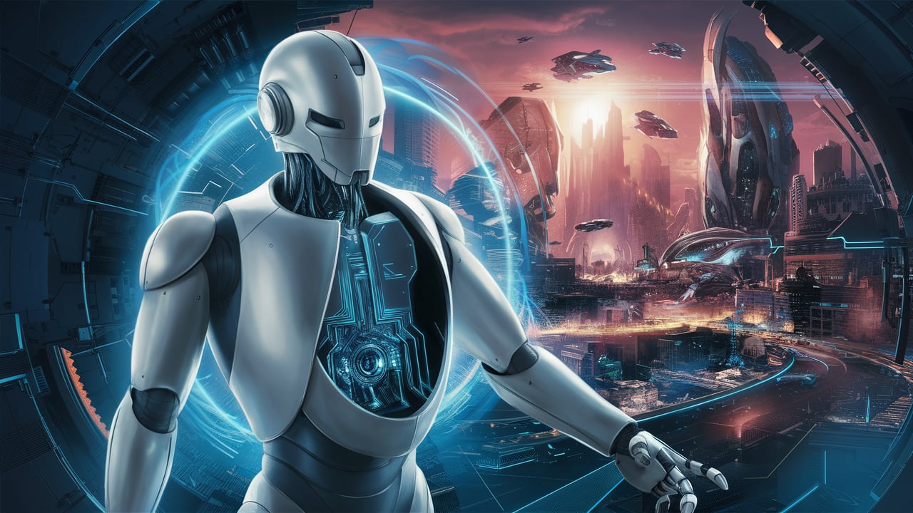 a robot with open chest seeing inside its mechanical structure.