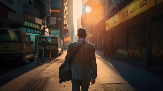 A man walking down a sidewalk