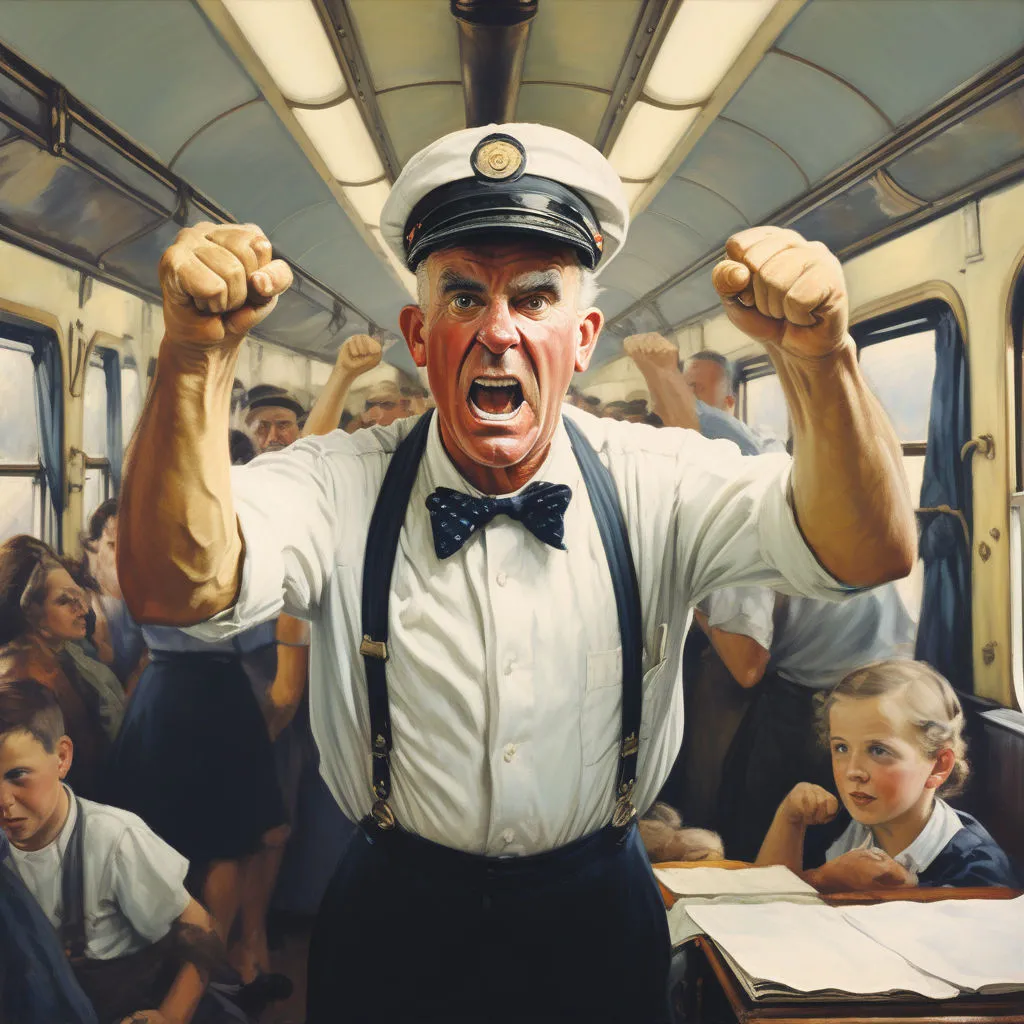 an angry person inside a train