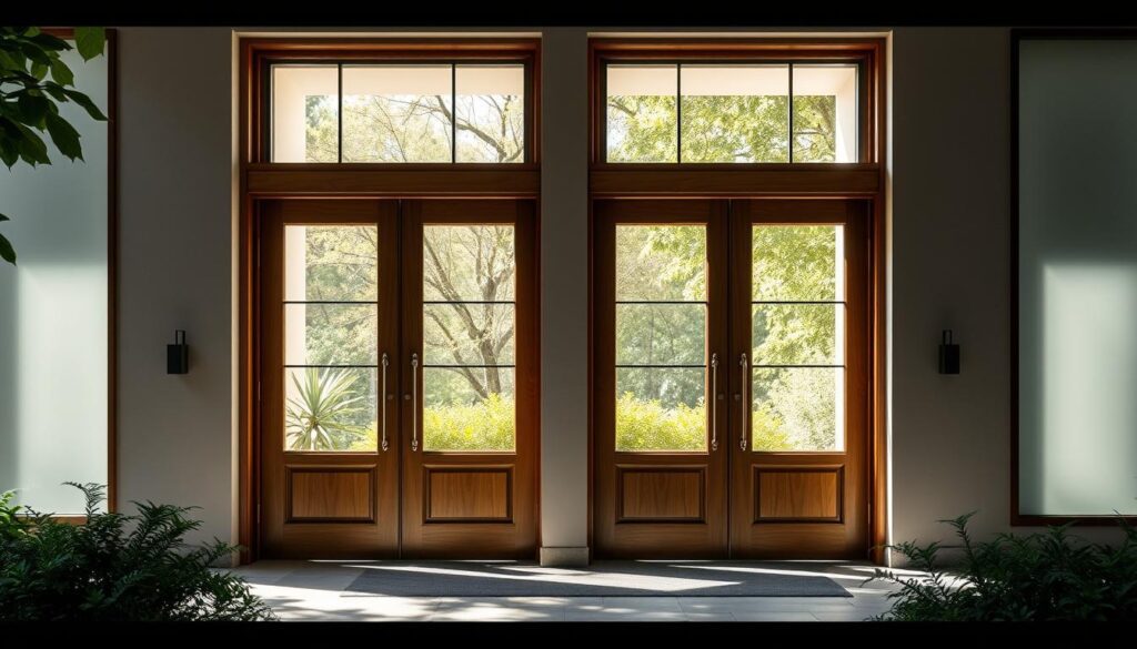 glass paned front doors